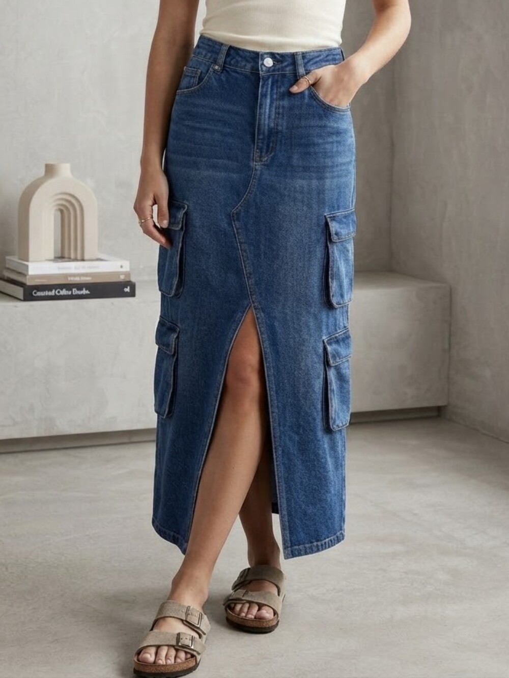 NWT Aeropostale Maxi Cargo Denim Skirt
